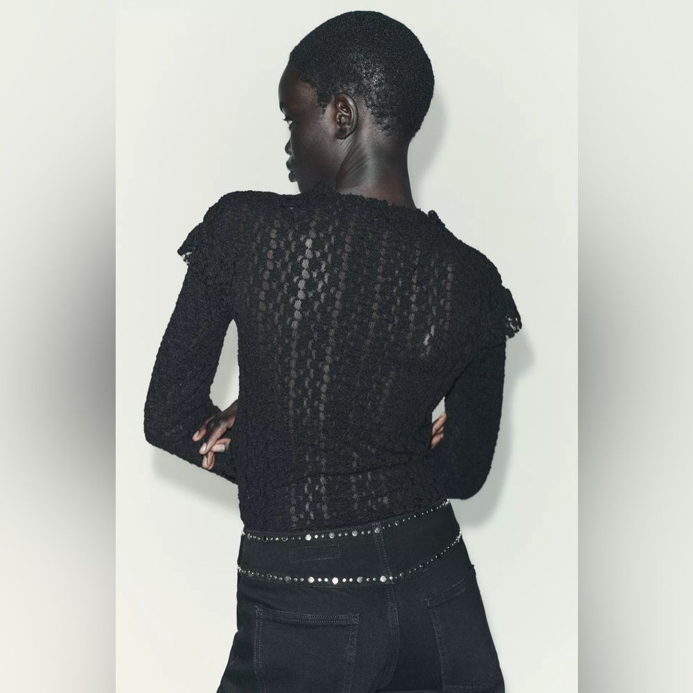 ZARA RUFFLED LACE TOP - Picture 4 of 9